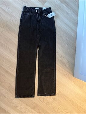 Mango Black Straight-Leg Jeans with Subtle Embellishment